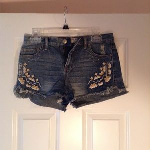 Free People Aztec Denim Shorts
